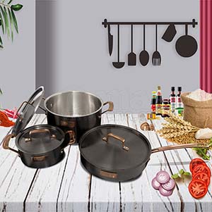 High Quality Tri-Ply Stainless Steel Cookware Set Induction Hot Pot Cooking Pot and Pans