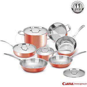 hot sale stainless steel knob handle nonstick luxury copper cookware set