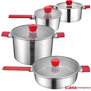 Hot sale stainless steel cookware set with color knob