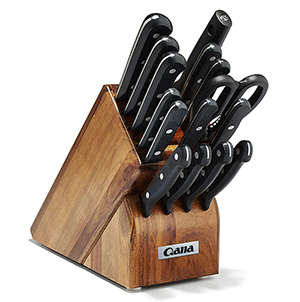 Gourmet knife set average size acacia block stainless steel knife 16 pieces