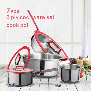7 pieces set of three - layer cookware plastic cover