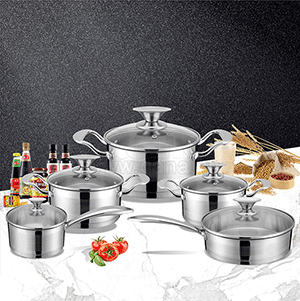 11 piece set of straight Angle steel pan with glass cover