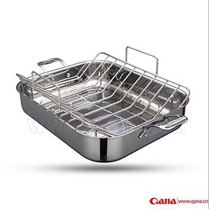 SS304 Stainless Steel Rectangular Roaster Set with Stainless Steel Rack
