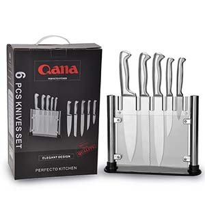 2021 Stocked High Quality Stainless Steel Kitchen Knife Set with Acrylic Stand and color box