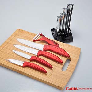 Color handle ceramic knife set with arylic block