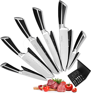 Das Messer-Set des Küchenchefs mit Scher