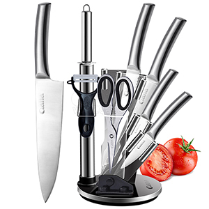 Professional Kitchen Knife Set with Box, Includes Chef Knife, Bread Knife, Carving Knife, Utility Knife and Paring Knife