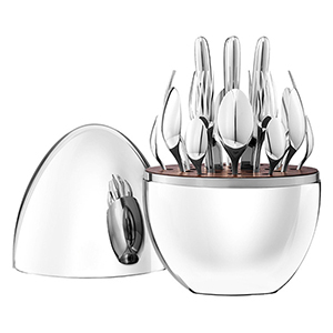 Large silver egg cutlery spoon 24-piece 