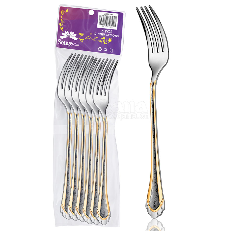 6PCS set with gold rim dinner fork