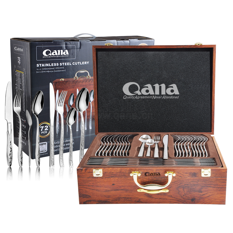72PCS Wooden box tableware