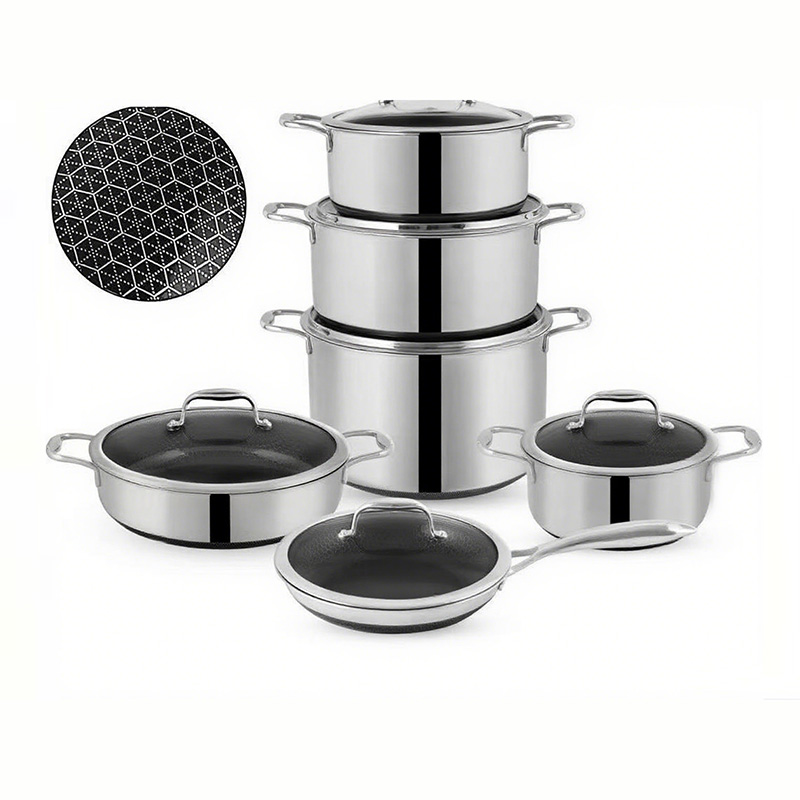 12Pcs Tri-Ply Etched Cookware Set